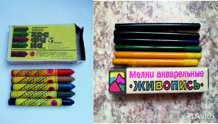 Карандаши жировые и мелки акварельные из СССР