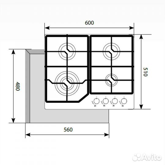 Газовая варочная панель Lex GVG 640-1 IV