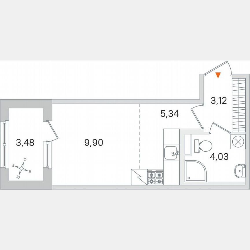 Квартира-студия, 24,1 м², 1/4 эт.