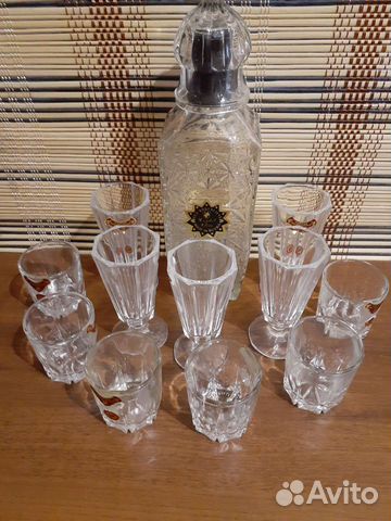 Штоф хрустальный со стопками и лафитниками