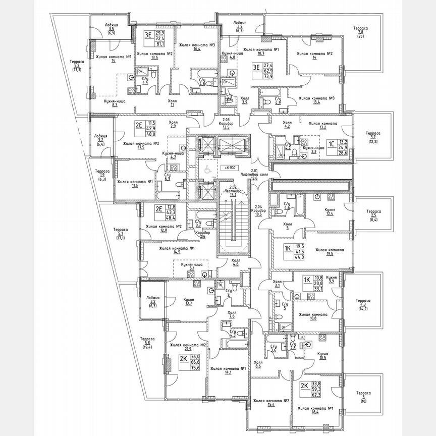 2-к. квартира, 59,3 м², 2/19 эт.