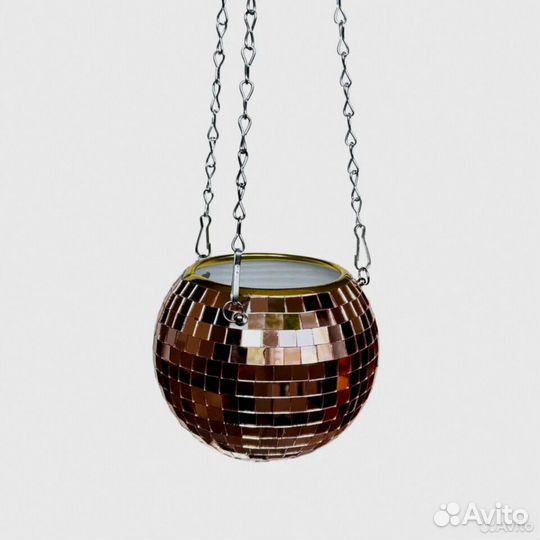 Кашпо из диско шара / кашпо из зеркальной мозаики