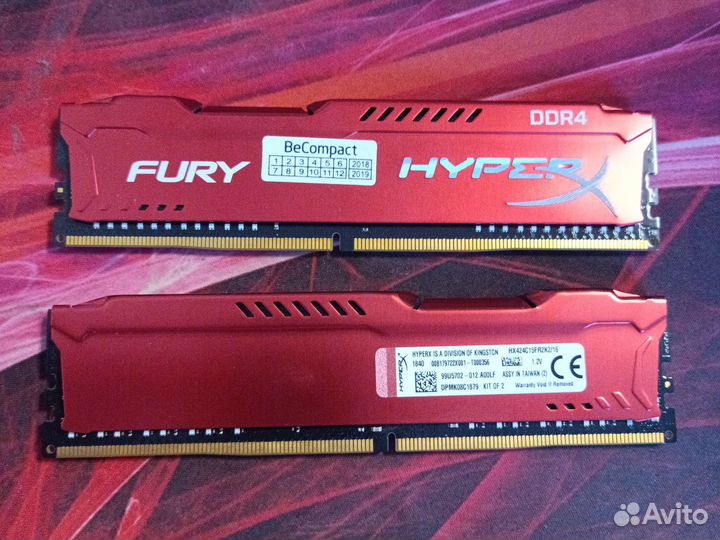 Hyperx fury ddr4 8Gb x 2 шт