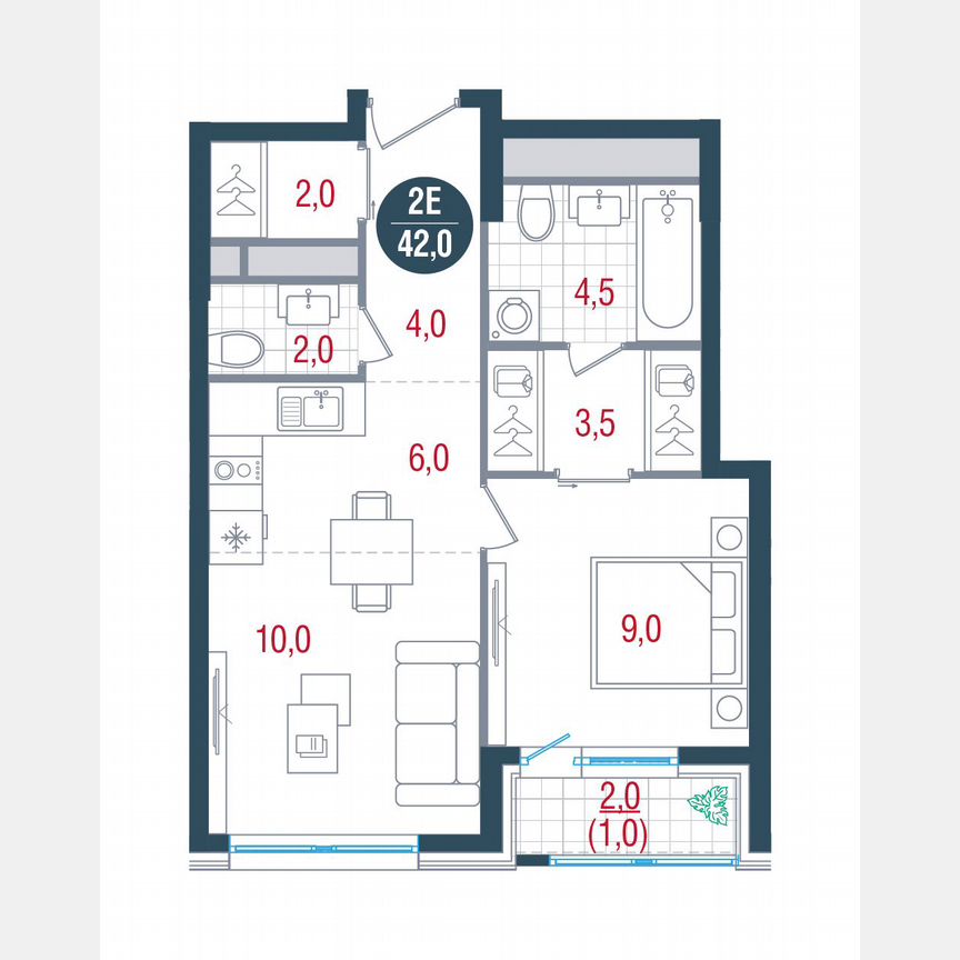 1-к. квартира, 42 м², 23/32 эт.