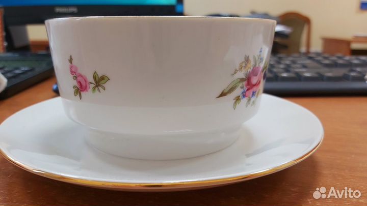 Сухарница фарфор чехословакия мейсенский букет