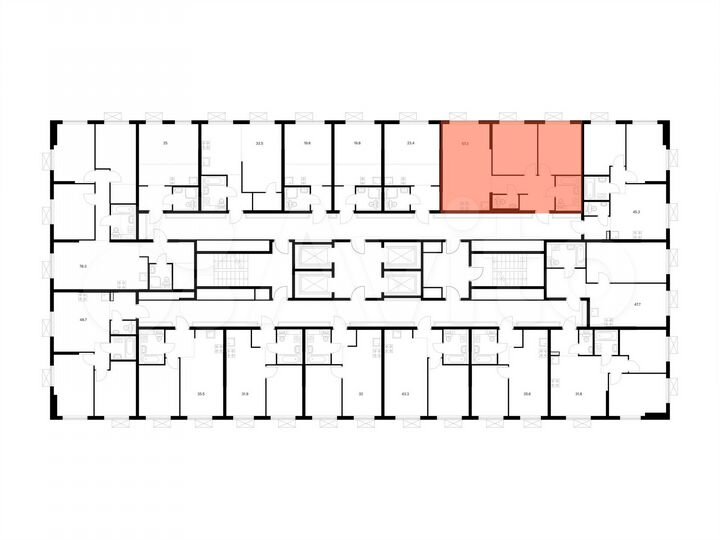 2-к. квартира, 57,3 м², 4/25 эт.