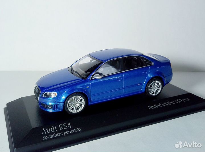 1/43 Audi RS4 B7 2004 Minichamps Ауди рс4 Б7 синий