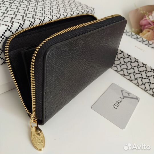 Кошелёк женский Furla чёрный с птичкой BL8599