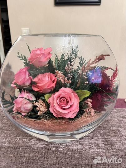 Стабилизированные цветы в стекле Роза