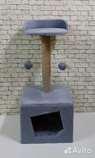 Когтеточка с домиком для кошек Классик с лежанкой