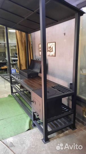 Мангал с крышей в стиле loft