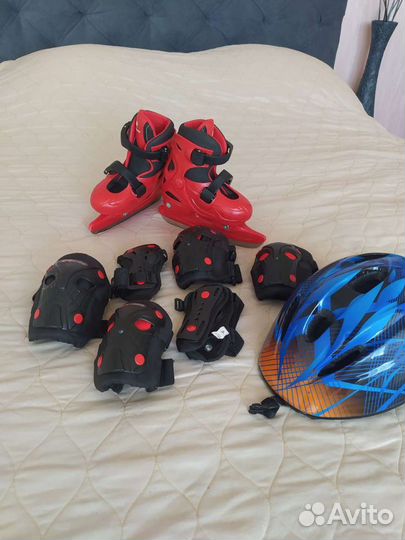 Коньки хоккейные, шлем, защита