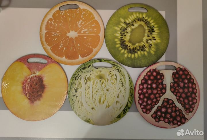 Доска разделочная и сервировочная круглая кухонная