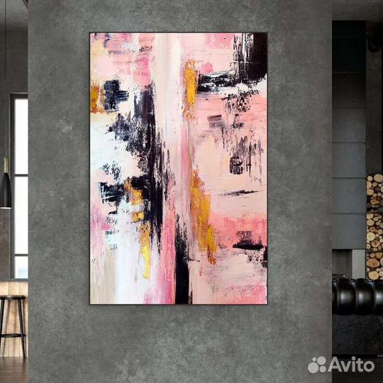 Картина маслом в розовых тонах Абстракция