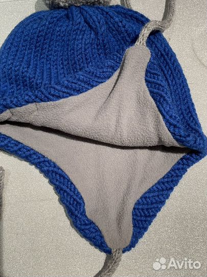 Зимняя двойная шапка (шерсть + флис) ог 50-52