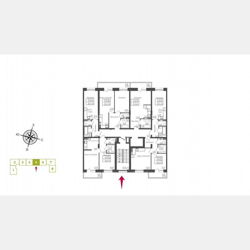 1-к. квартира, 44,9 м², 2/5 эт.