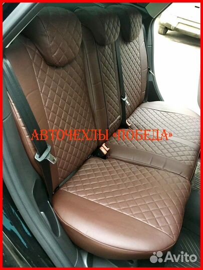 Чехлы Ford Focus 3 из экокожи коричневые Ромб