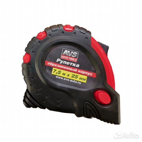 Рулетка 7,5м х 25 мм обрезиненный корпус (3 фиксат