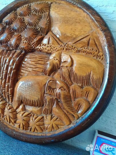 Панно, барельеф, дерево Настенная тарелка