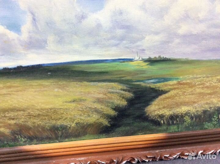 Картина на холсте -церковь в поле