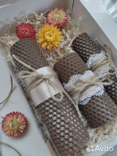 Свечи из вощины, набор 3 штуки