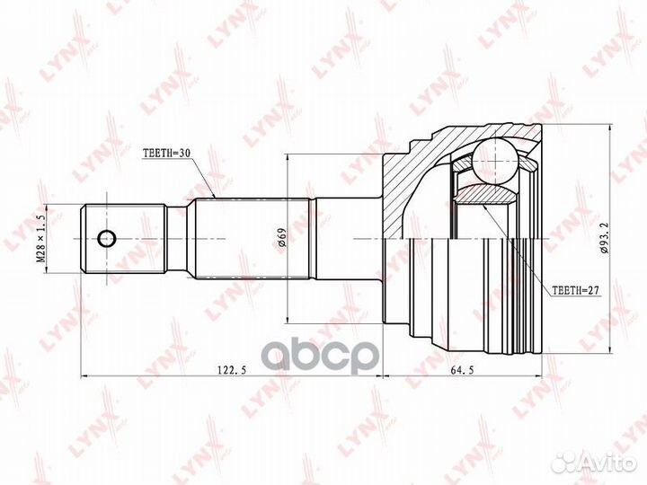 Шрус наружный перед прав/лев CO7536 lynxauto