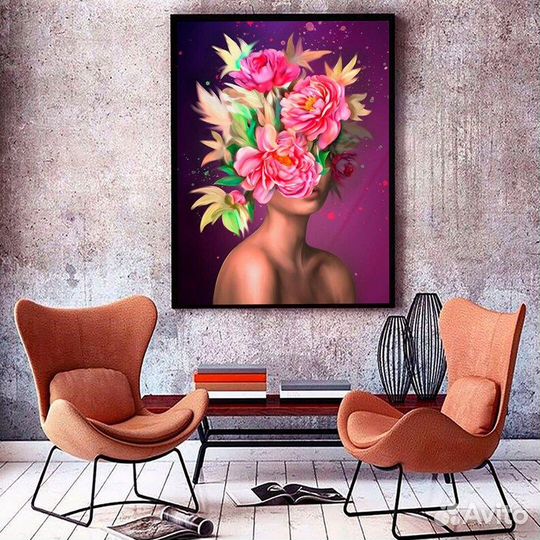 Стильная картина маслом на холсте девушка