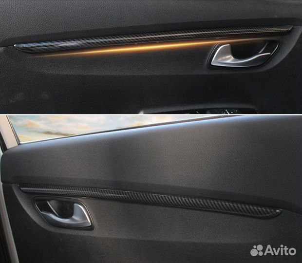 Карбоновые молдинги дверной карты Киа Рио 4