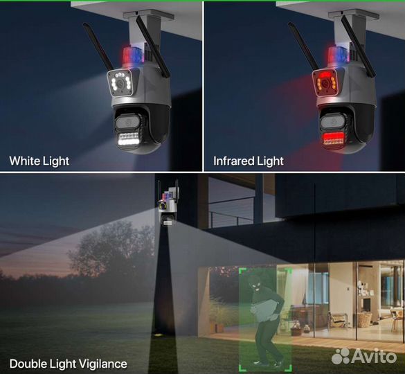 Поворотная двойная Ip Камера видеонаблюдения 8мп