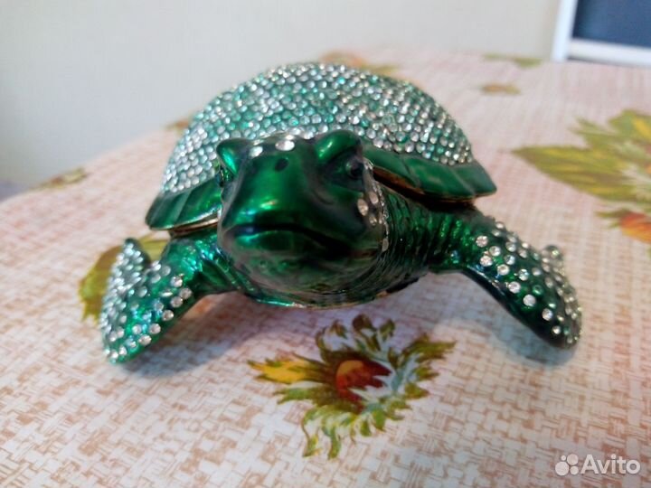 Фигурка Черепаха-шкатулка с эмалью и стразами