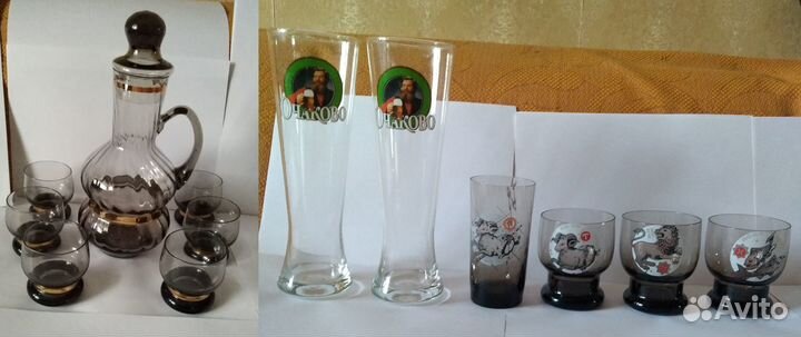 Сервиз-позолота.Хрусталь Бокалы. Редкая банка СССР