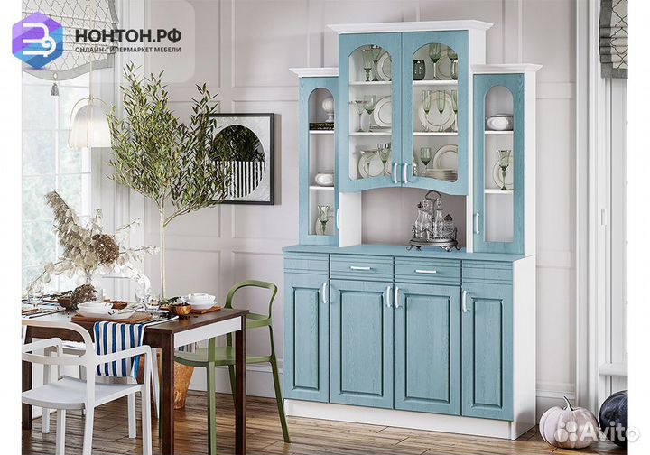 Буфет Констанция 4-х створчатый голубой