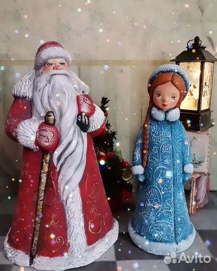 Дед мороз и снегурочка СССР пластик