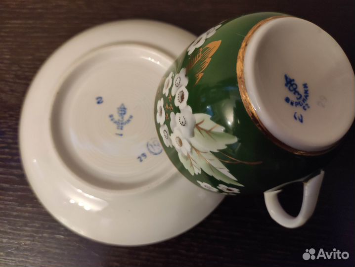 Чайная пара Вербилки, 50е г., на редком крытье