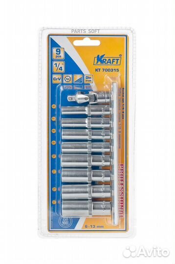 Kraft KT700315 Набор головок торцевых 1/4