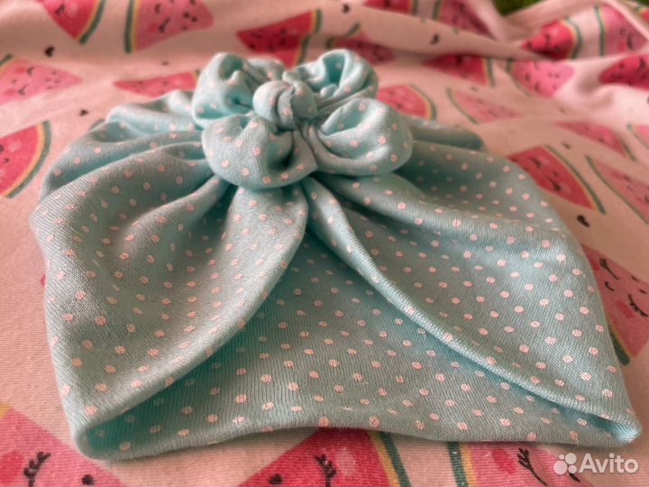 Шапочка тюрбан для девочки от 0 до 3 мес