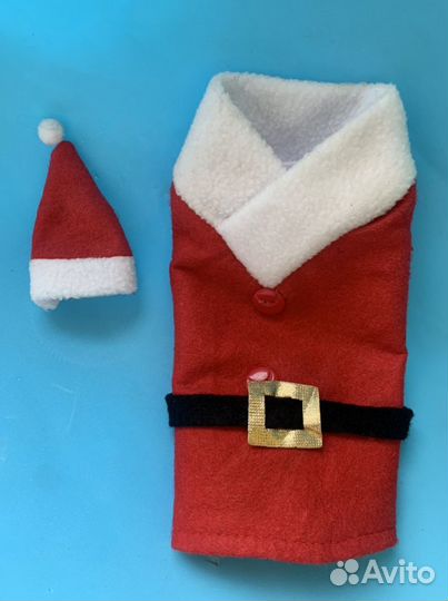 Костюм для бутылки новогодний, одежда Деда Мороза