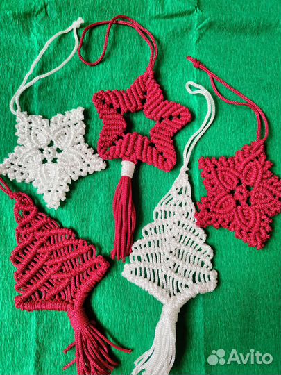 Елочные игрушки макраме ручная работа