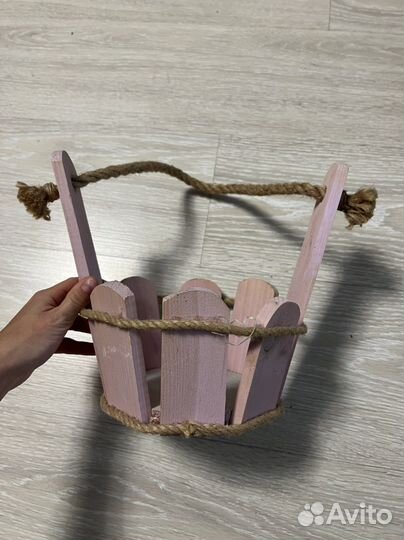 Деревянная корзина/подставка под цветы/ ваза