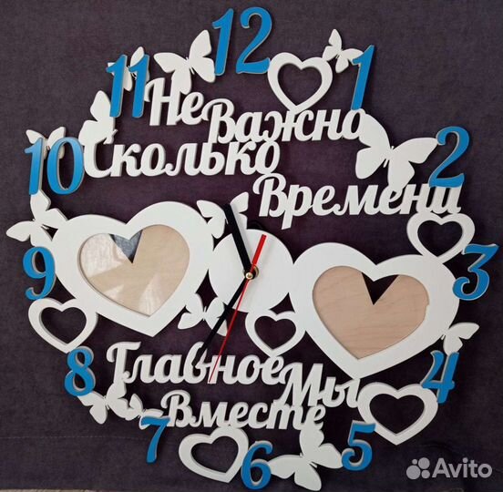 Панно из дерева с часами,фото рамки