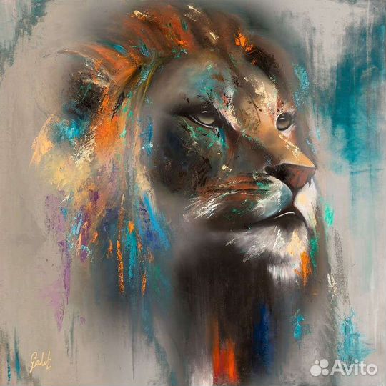 Картина маслом на холсте со львом