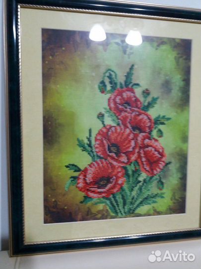 Картина ручная работа вышивка с рамкой