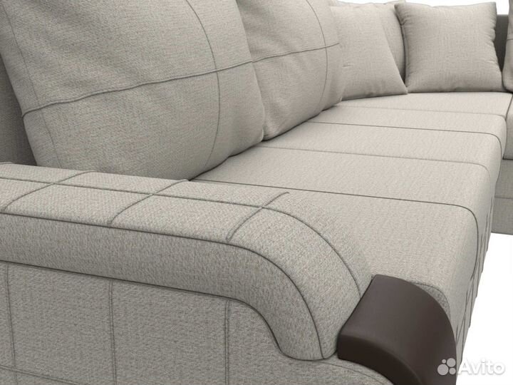 Диван угловой Николь правый угол, рогожка, амур бежевый