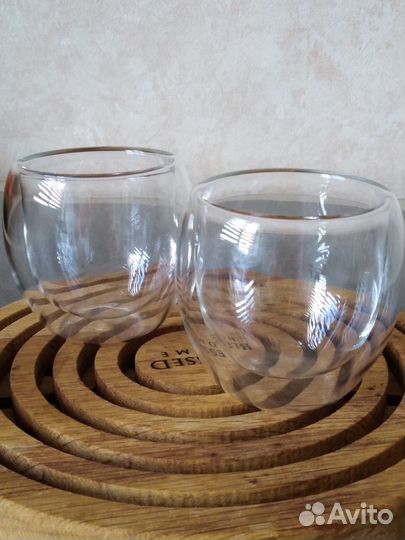 Стаканы из двойного стекла 2шт, 80 мл, новые