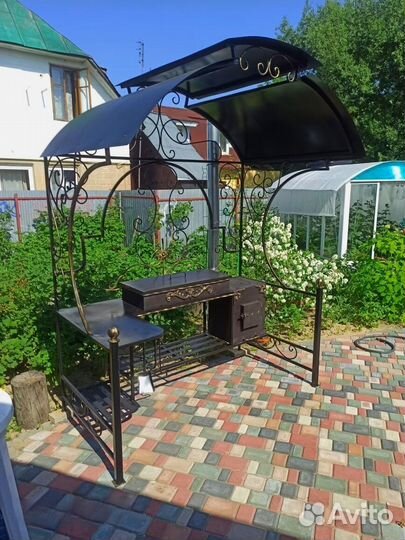 Кованый мангал с печкой и дымоходом