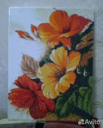 Алмазная мозаика на подрамнике Цветы