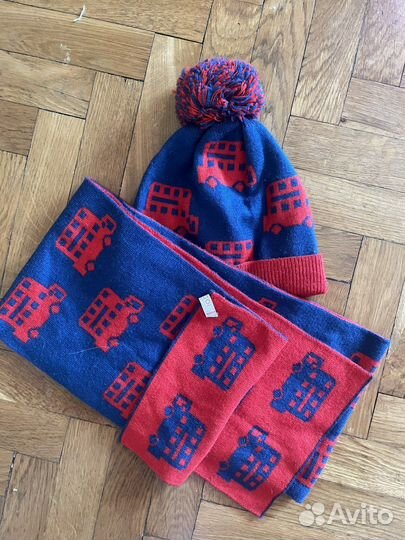 Комплект шапка, шарф двусторонний кашемир