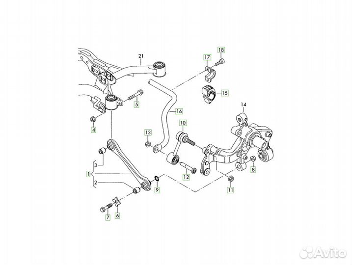 Комплект сайлентблоков зад Volkswagen Audi Skoda