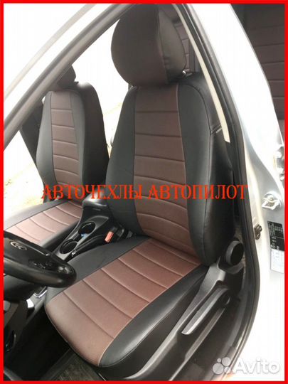 Чехлы Автопилот Kia Ceed 2 из экокожи чёрно-шокола