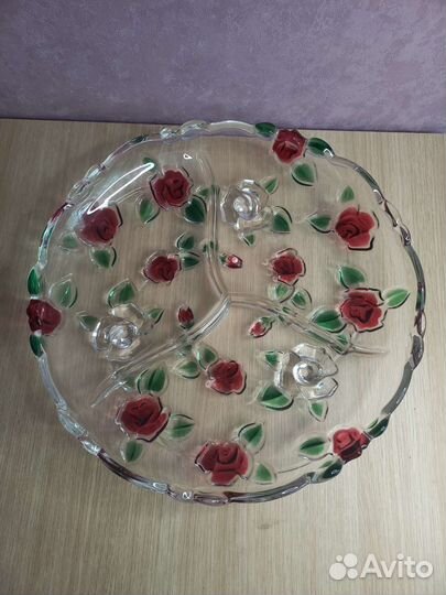 Менажница хрустальная. Розы Германия